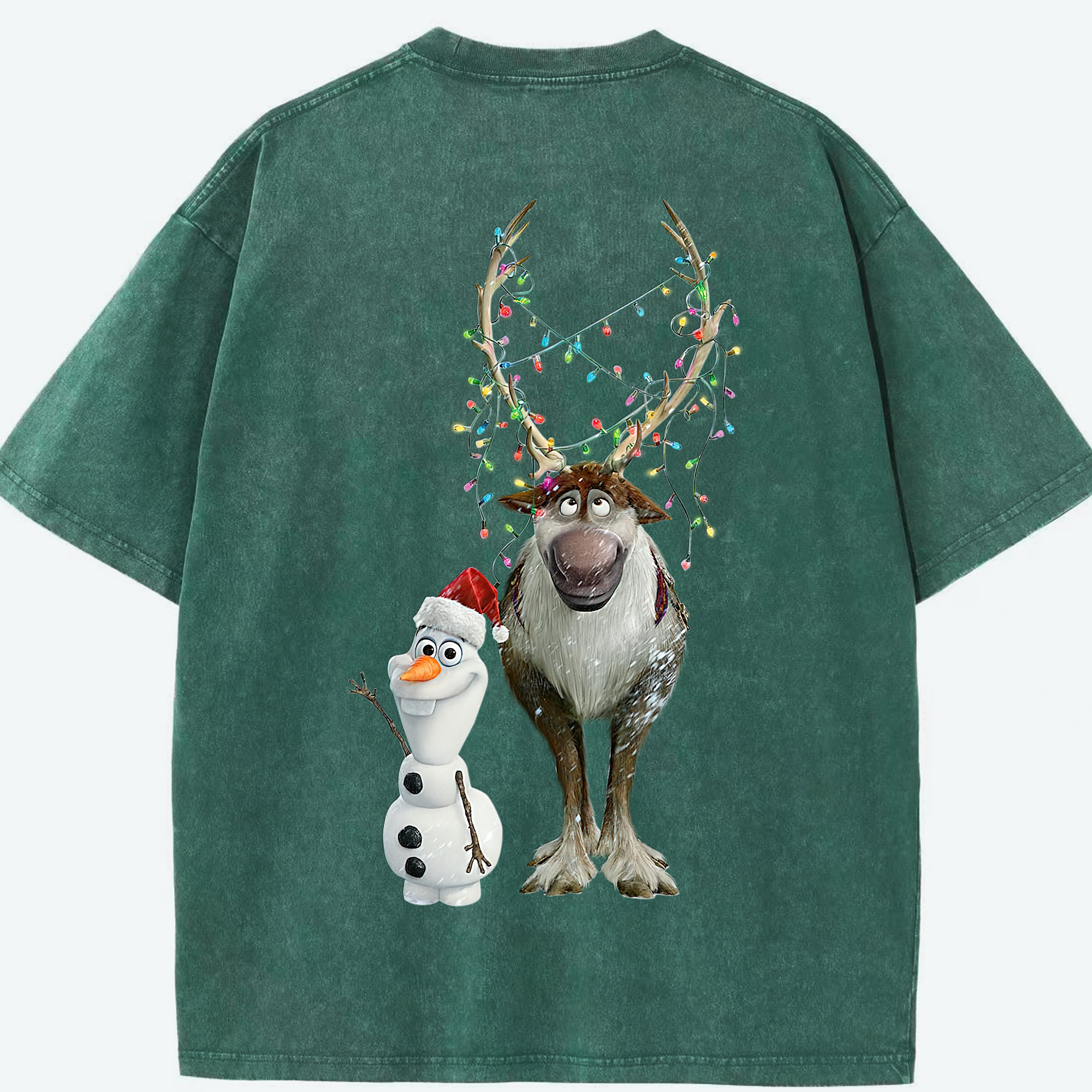 （画像用） アナと雪の女王 アンナ エルサ Frozen Anna Elsa 綿100% ヴィンテージ風 半袖Tシャツ（背面プリント）